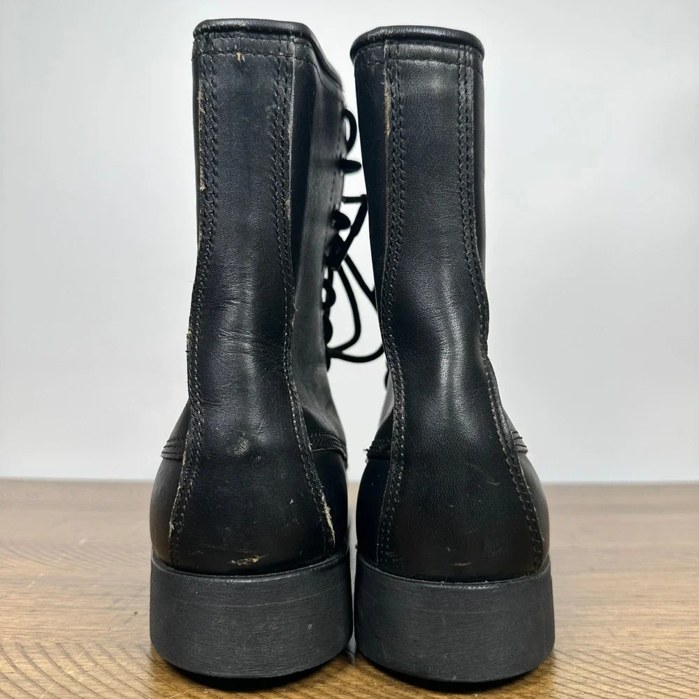 VTG Addison Combat Boots 4 M Black Leather 1988 Military Issue Biltrite Combat